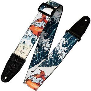 Koi fish guitar strap adjustable 35 to 65 inch leather ends polyester